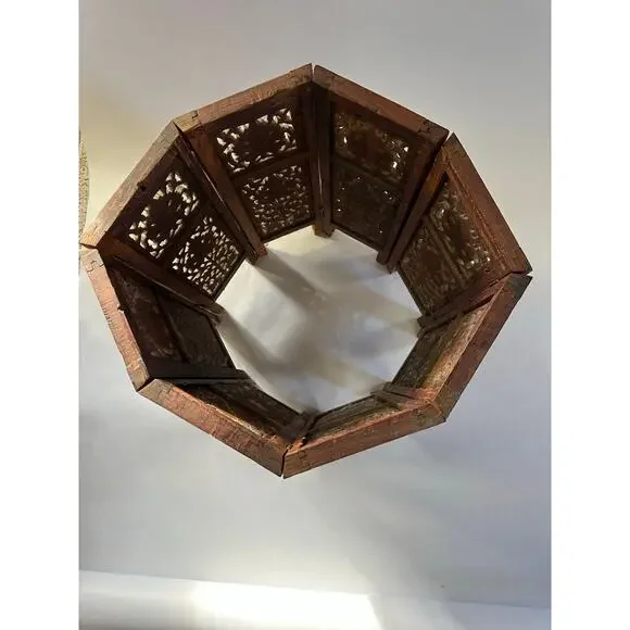 Antique Hand carved Hinged Square / Octagonal, Moroccan Style Table Base.